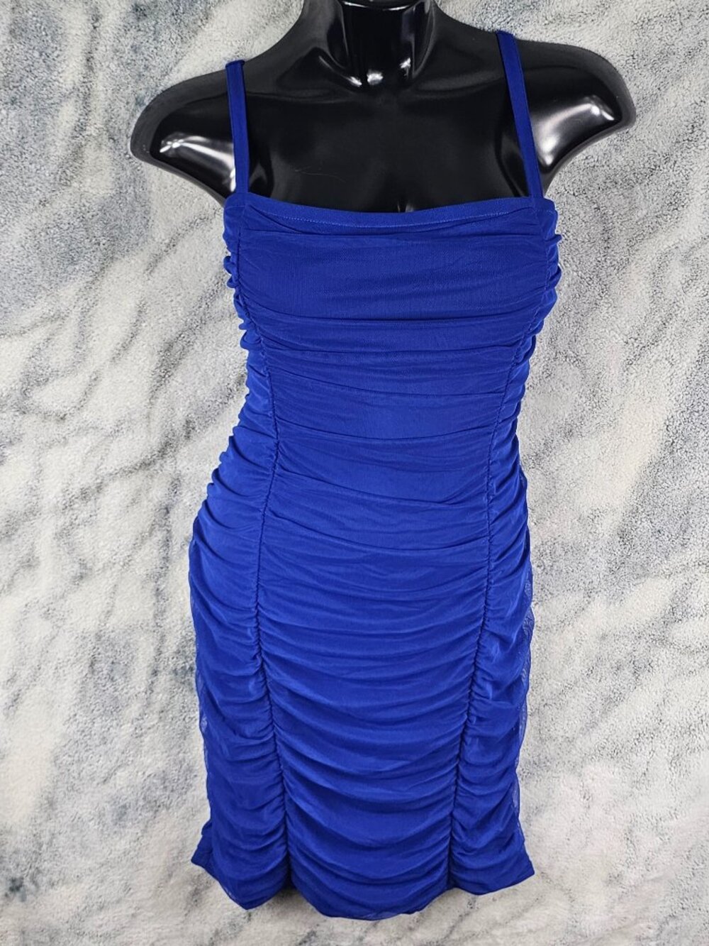 Torrid 1 1X 14-16 Electric Blue Mini Mesh Bodycon Dress Sexy Curvy Flattering